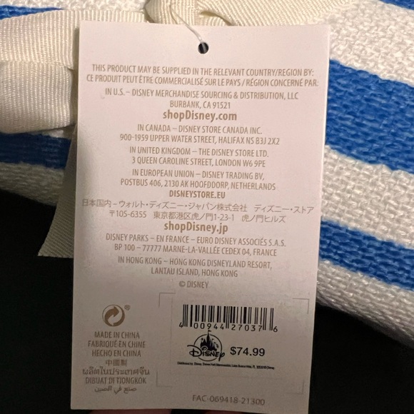 Disney Parks Throw Plaid Manta NWT Coastal Blue White Mickey Mouse - Picture 3 of 5